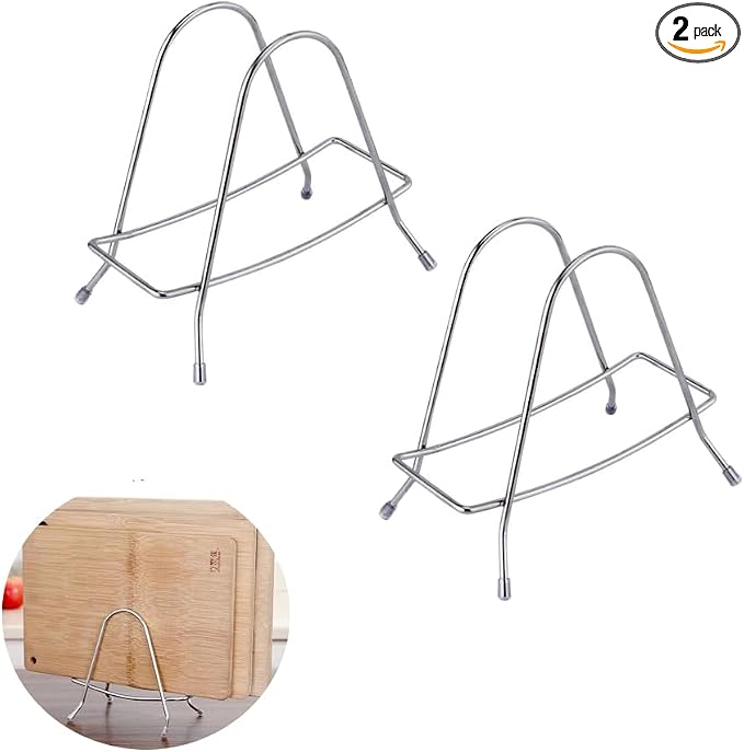 2 Pack Cutting Board Rack Stainless Steel Wire Type Cutting Board Holder Stand Organizer Storage for Wooden Cutting Boards Bamboo Chopping Board Pot Cover Pan Lid Countertop Kitchen by Unknown