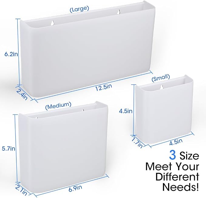 Picowe 3 PCS Magnetic Laundry Storage, Magnetic Storage Box for Laundry Room, Kitchen, Bathroom, Office, Space-Saving Trash Container Hanging on Dryer, Washer or Wall Mount Trash Bin (White) - Image 2