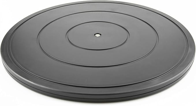 16Inch Lazy Susan Turntable - Heavy Duty Rotating Swivel Steel Ball Bearings - Flat Base Stand for TV/Computer/Monitor/Arts/Crafts/Bonsai/Christmas Tree/Cabinet Organizer(Plastic&Black) by VOLCANOESCLUB