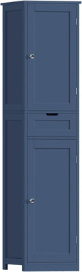Iwell 67" Tall Bathroom Cabinet, Storage Cabinet with 2 Doors & 1 Drawer, Bathroom Storage Cabinets with Adjustable Shelves, for Living Room, Laundry Room, Home Office, Blue by IWELL