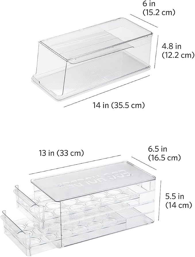 Glad Egg Holder & Soda Can Organizer - Fridge Storage Container Set with Soda Can Dispenser & Organizer for 36 Eggs with Lid and Pull-Out Drawers - BPA Free Clear Plastic - Image 3