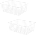 16" L x 12" W Wider Freezer Storage Organizer Baskets Container, Deep Metal Wire Chest Upright Refrigerator Divider Bins with Built-in Handles for Cabinet, Pantry, Closet, Kitchen by Y.Z.Bros