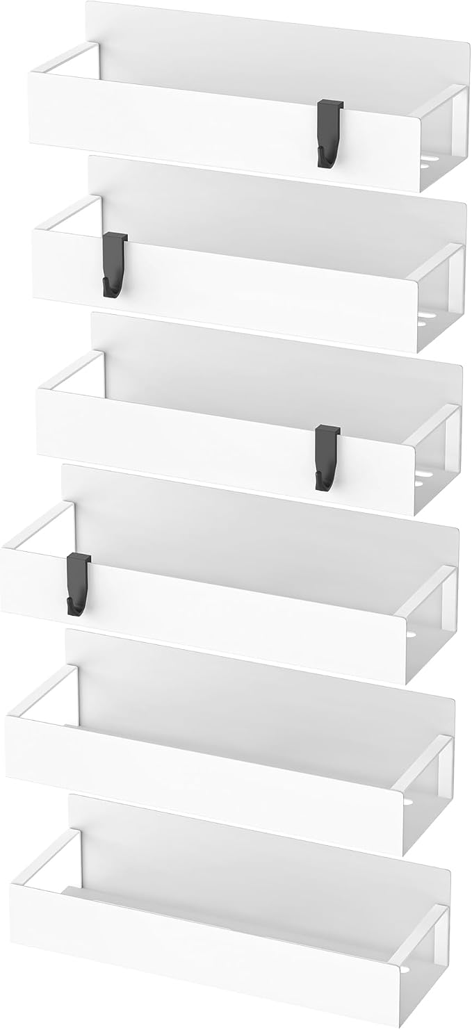 Metal Magnetic Spice Rack for Refrigerator White, 6 Pack | Magnetic Shelves Heavy Duty for Fridge in Kitchen, Seasoning Storage Organizer, For Oven Washer and Dryer, For Heavier Items - Image 6
