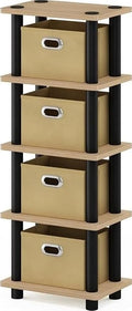 Furinno Turn-N-Tube Toolless 4-Tier Storage Shelves, Oak by Furinno-FitsYourSpaceFitsYourBudget