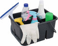 1 Pack Plastic Divided Caddy with Handle, 4 Compartment Cleaning Caddy, Grey by Leendines