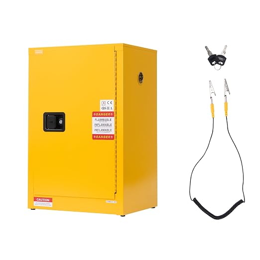 VEVOR Flammable Cabinet, 23.2 x 18.1 x 35.4 Inch, 13 Gallon Flammable Storage Cabinet with Adjustable Shelf, Cold-Rolled and Galvanized Steel Fire Cabinets, for Commercial Industrial Home Use, Yellow by VEVOR