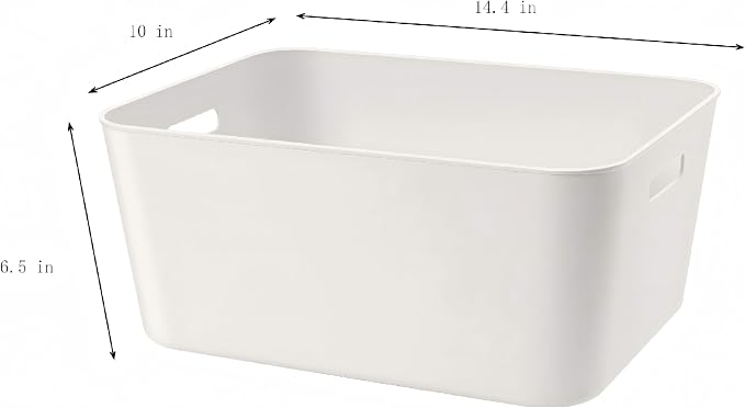 Set Of 2 Plastic Storage Bins,14.5x10.2x6.3 Versatile Kitchen Pantry Organization and Storage,for Plastic Storage Container Under Bed,Under Sink Bathroom Organizer (White, 2 XL.) - Image 7