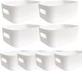 8 Pack Plastic Storage Bins and Baskets, White Storage Containers for Kitchen, Bathroom, Office, Under Sink Organizer, 4 Large and 4 Middle by Rainmae
