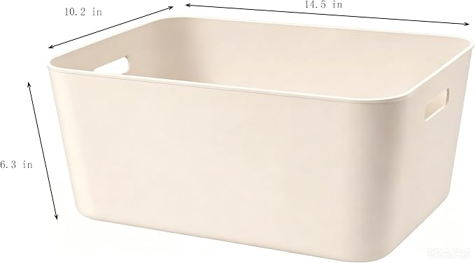 Set Of 2 Plastic Storage Bins,14.5x10.2x6.3 Inch Versatile Kitchen Pantry Organization and Storage,for Plastic Storage Container Under Bed,Under Sink Bathroom Organizer (Light grey, 2XL.) - Image 7