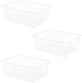 16" L x 12" W Wider Freezer Storage Organizer Baskets Container, Metal Wire Chest Upright Refrigerator Divider Bins with Built-in Handles for Cabinet, Pantry, Closet, Kitchen（3 Pack） by Y.Z.Bros