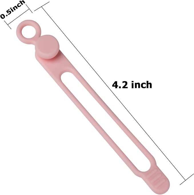 Silicone Cable Ties, Cord Organizer Cable Management(16Pcs-Pink) | Reusable Cord Ties for Electronics, Office Desk Accessories, Home Travel Essentials, Easy to Use, 4.2 Inch - Image 2