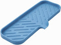 MicoYang Silicone Soap Dish with Drain Spout — Self-Draining Double Sink Organizer Tray for Kitchen & Bath, Dispensers, Sponges & Soap Holder, Non-Slip & Dishwasher Safe, Lichen Blue (Large, 12"×4") by MicoYang