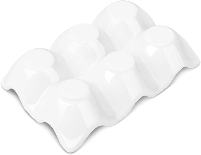 Flexzion Porcelain Egg Crate - 6 Capacity Ceramic Tray, Half Dozen Holder, White Decorative Serving Dish and Storage Organizer, 2 Pack - Image 8