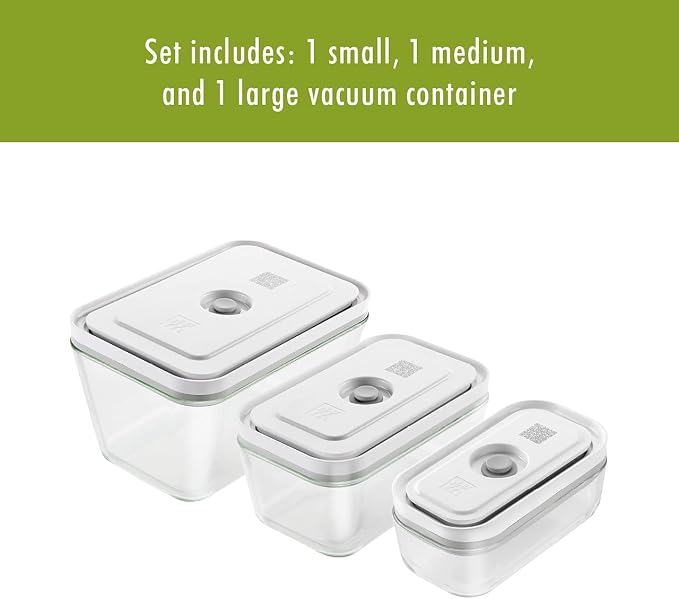 Zwilling Fresh & Save 3-Pc Glass Food Storage Container Set | Airtight Glass Containers Keep Food Fresh Up to 5X Longer with the Fresh & Save Vacuum Pump (Pump Not Included). - Image 13