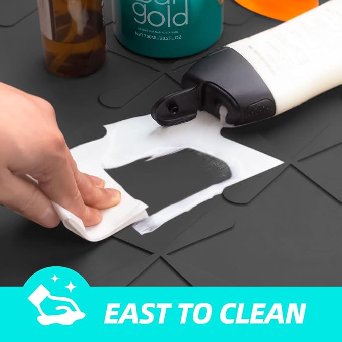 Waterproof Under Sink Mat 19" x 19" Silicone Mat Cabinet Protector | Heavy Duty Kitchen Cabinet Liner, Easy Press Drain, Home Essentials for Pet Feeding, Boots, Bathroom, Organizers & Storage - Image 6