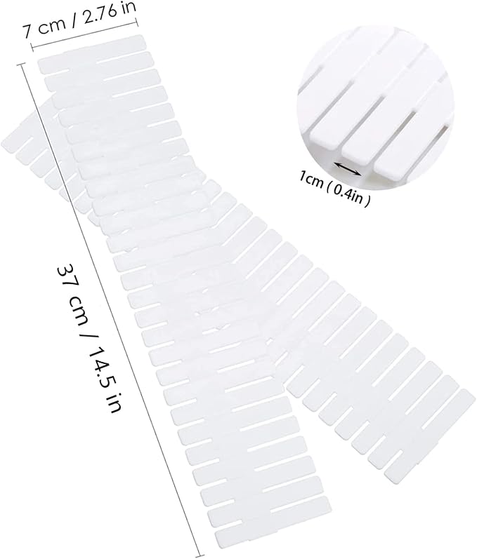 16Pcs Drawer Dividers, Adjustable Drawer Organizer for Socks, White | For Tidying Cutlery, Makeup, Clothes and Dresses in Drawers, Desks and Storage Boxes for Kitchen, Bathroom, Bedroom & Office - Image 5