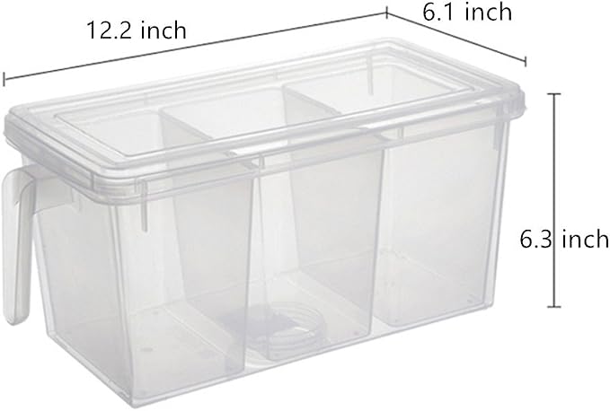2 Pack Plastic Divided Veggie Storage Containers with Lids and Handles for Fridge Storage Organizer Boxes for Refrigerator Produce Beans Fruits Organzation - Image 2