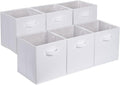 Amazon Basics Collapsible Fabric Storage Bins with Handles, Cube Organizer, 13"x13"x13", White, 6-Pack by AmazonBasics