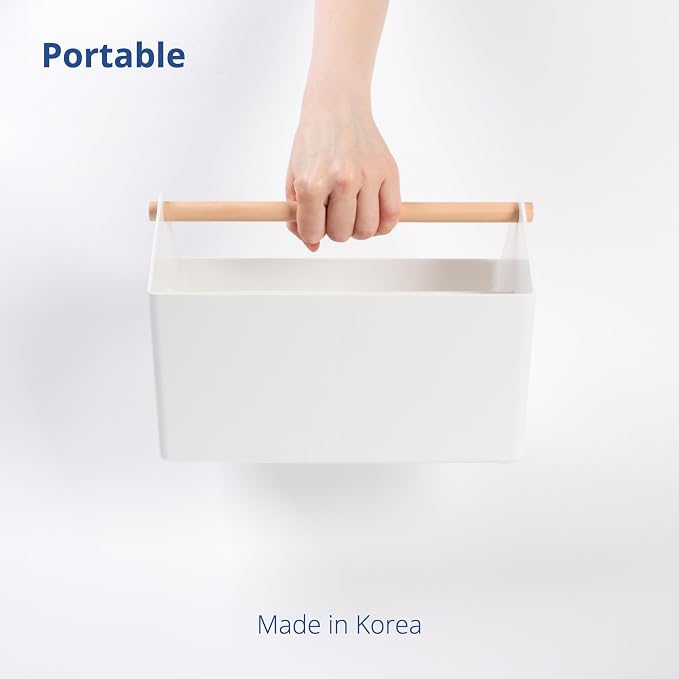 BLUE GINKGO Storage Basket, Medium 4.5L, White, Made in Korea | Portable. Divided Storage Bin. Everyday Organization. - Image 5