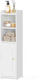 Hzuaneri Bathroom Storage Cabinet, Narrow Toilet Paper Cabinets with Doors | Small Corner Floor Cabinet with Doors and Adjustable Shelf, Bathroom Organizer for Small Spaces, White BC19703X by Hzuaneri
