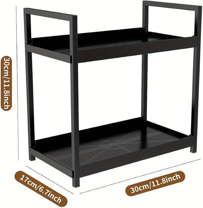 Bathroom Counter Organizer, 2 Tier Black Counter Shelf | Bathroom Organizers and Storage Countertop, for Vanity Tables, Dresser, Makeup - Image 2