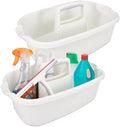 2 Pack Cleaning Supply Caddy with Handle, Portable Shower Caddy Organizer Plastic Basket with Handle, Stackable Tool Storage for Bathroom, Garden, Kitchen, Home Organization, White by SYAOYI