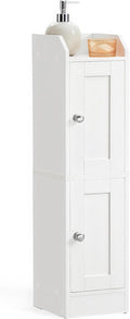 VASAGLE Storage Cabinet Slim with Reversible Doors, 2 Doors，Cloud White | Small Storage Corner Floor Cabinet, Narrow Orgnizer, Adjustable Shelves, Cloud White, Siren Collection, UBBK312WB01S by Unknown