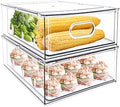 2Pack Stackable Fridge Drawers Pull-Out Bins Divided Produce Saver Containers for Refrigerator Storage Organizers for Veggie Fruit Berry Pantry Cabinet Makeup Clothes by MineSign