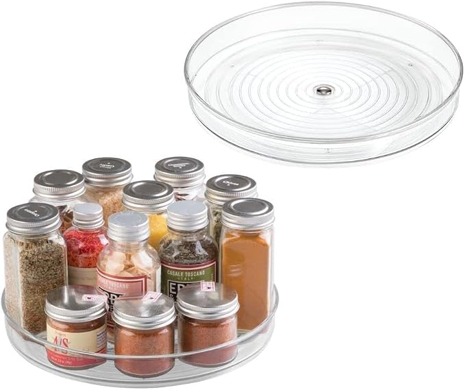 iDesign 9-Inch Lazy Susan Organizer - Small Lazy Susan Turntable for Cabinet or Pantry, 2 Count, Clear (Pack of 12) by iDesign