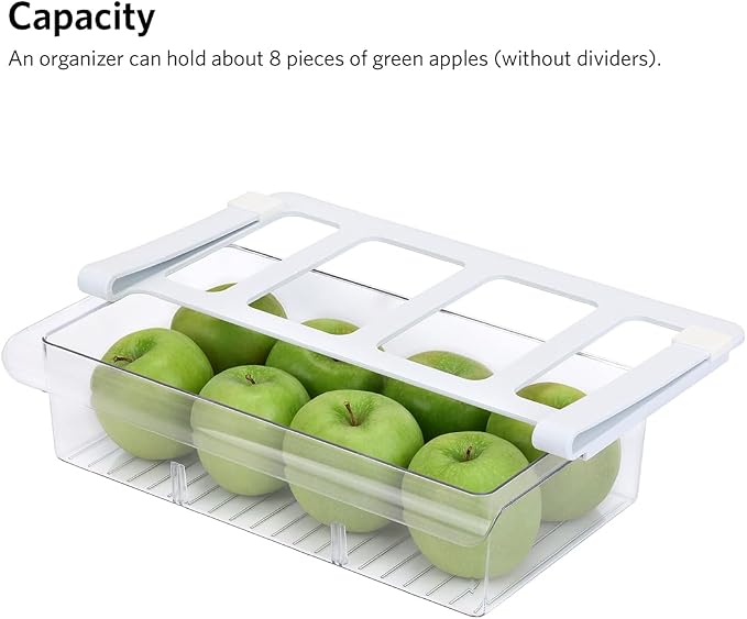Glad Pull Out Fridge Drawer Organizer - Clip-On Under Shelf Refrigerator & Pantry Storage Bin with 3 Compartments for Fruit, Vegetables, and Deli Meat Drawer - BPA Free Clear Plastic - Image 4