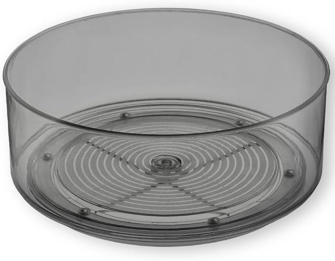 Home Intuition Round Plastic Grey Lazy Susan Turntable Food Storage Container for Kitchen (9" Round, 1 Pack) by HomeIntuition