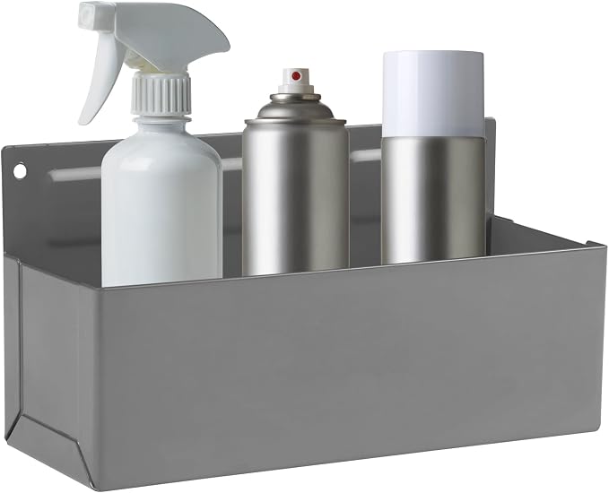 Magnetic Aerosol Spray Can Holder, Magnet Toolbox Bottle Holder, Tool Box Storage Rack for Garage and Home, Craft Workspace, Mechanic Paint Bottle Can Organizer, Silver, 3"x8.3" by RechabiteMagneticTools