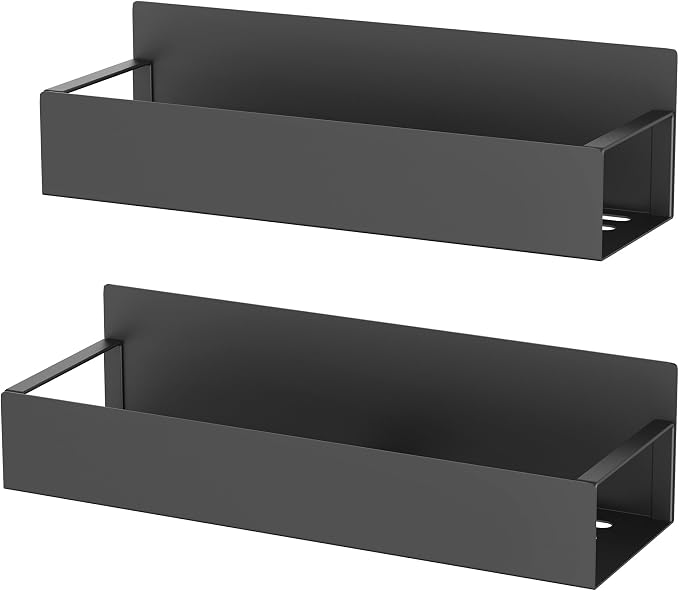 2 Pack Magnetic Spice Storage Rack Organizer for Refrigerator and Oven, Matt Black Fridge Organizers and Storage | Magnetic Shelves Heavy Duty for Fridge in Kitchen, Seasoning Storage Organizer, For Oven Washer and Dryer, For Heavier Items - Image 6