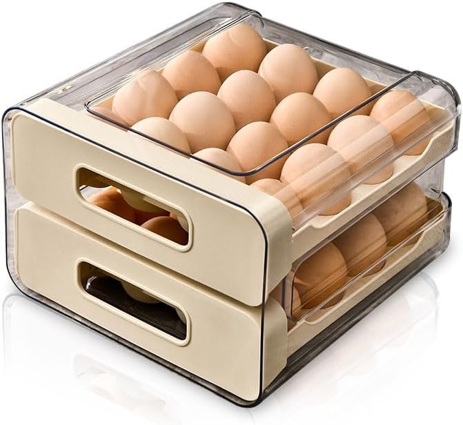 Koja 32-Egg Stackable Fridge Organizer - 2-Drawer BPA-Free Storage Container by Koja