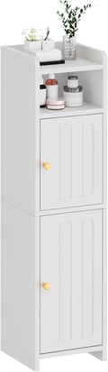 BEWISHOME Small Bathroom Storage Cabinet, 2 Doors Narrow Bathroom Cabinet | Storage Cabinet with Adjustable Shelves, Narrow Toilet Paper Cabinet 7.9"D x 7.9"W x 31.5"H, for Small Spaces, White YYG03W by BEWISHOME
