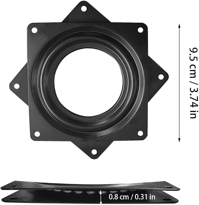 2 Pcs 4 Inch Susan Turntable Bearings, Square Rotating Lazy Susan Hardware, Swivel Plate for Revolving Shelves in Kitchen (Black) - Image 3
