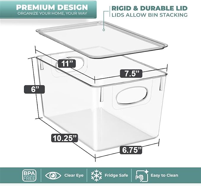 Sorbus Large Clear Plastic Storage Bins with Lids, Stackable Toy Storage Bins, Clothes, Medicine, Makeup, Closet, Art Supply, Bathroom, Shoe, Toy Storage Organizer (2 Pack) - Image 2