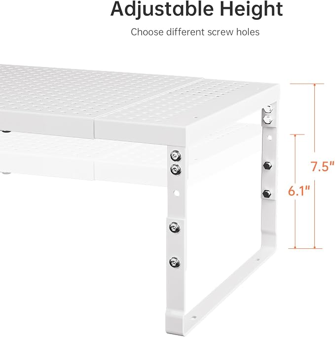 Cabinet Shelf,Expandable Adjustable Stackable Kitchen Organizer,for cabinets, Kitchens, countertops, bathrooms Shelf Organizer(3Packs/White,Large) - Image 4