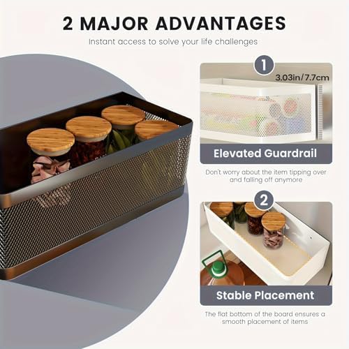 1 Pcs Magnetic Spice Rack For Refrigerator, White, 13.8''L*5.1''W*3.9''H | Strong Magnetic, 16.5-Lb Load, Hanging Shelf, Wall Mount, Kitchen Gadgets Shelves, Magnet Organization - Image 2