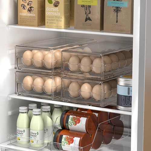 Egg Container for Refrigerator BPA Free Refrigerator Organizer Bins,Stackable Egg Holder for Refrigerator,18 Egg Tray,Clear (Pack of 2) - Image 7