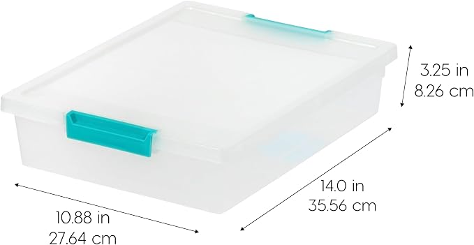 IRIS USA Storage Bins with Lids |Made in USA| 6 Qt - (4-Pack) - Clear | Sensory Craft Organizers, Plastic Clip Box Totes, Flat Containers for Organizing Paper, Office, Art & Study Supplies - Image 2