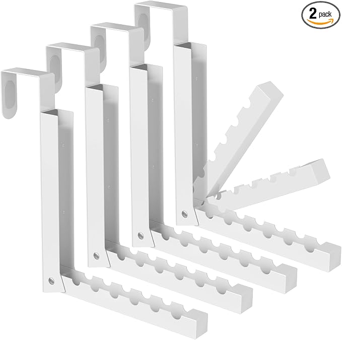 Over the Door Hook, Door Hooks for Hanging Towels, Bags,Coats,Umbrellas, Mirrors, Over Door Dual-Hook, Suitable for Bathrooms, Bedrooms, Laundry Rooms, Kitchens, Storage Rooms (White-4-BK) by WLCSNG