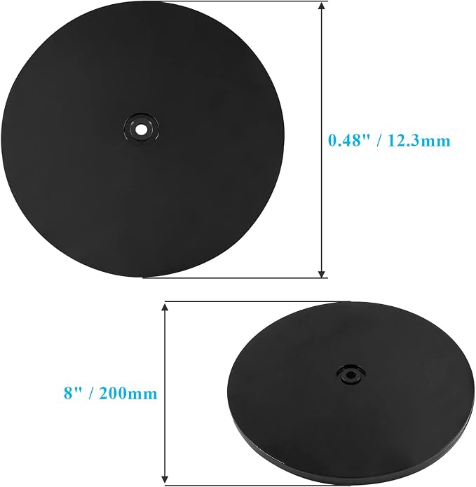 Jersvims 8 Inch Acrylic Turntable Platter, Black, 2Pcs | Round Rotating Plate, For Kitchen Pantry Cabinet Desk, Turntable Organizer, Spice Cake Cookie Decorating - Image 4