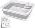 American Dream Collapsible Dish Drying Rack, BPA Free, Grey Foldable Kitchen Dish Drainer with Drain System, Space-Saving Organizer for Plates, Cups & Utensils by AmericanDreamHomeGoods