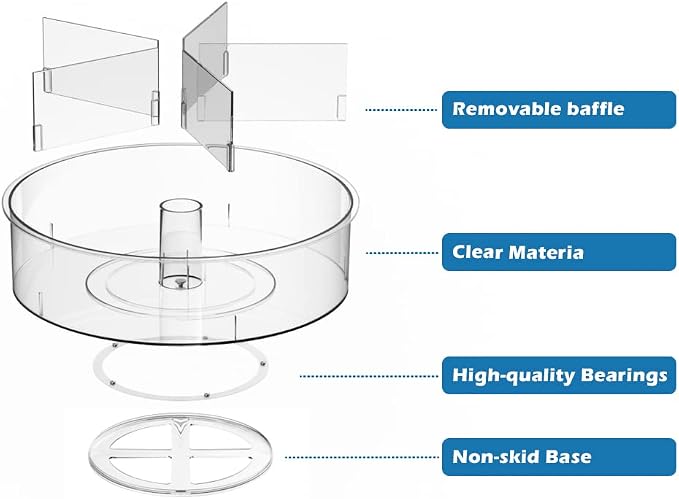 Divided Lazy Susan Turntable Storage Container Rotating Organizer Spinning Organizer Bins for Kitchen Cabinet, Pantry, Refrigerator, Countertop - Image 3