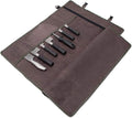 Chef’s Knife Roll Bag,Waxed Canvas Knife Cultery Carrier, Portable Chef Knife Cases,Knife Pouch Holders With 10 Slots Plus 1 Zipper Pockets Can Hold Home Kitchen Knife Tools Up To 18.8” by HERSENT