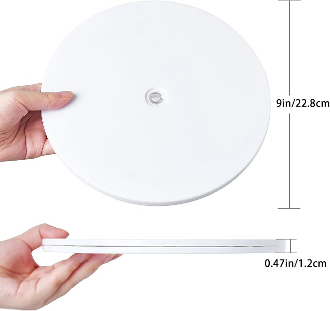 9 inch Lazy Susan Turntable White Acrylic Ball Bearing Rotating Tray for Spice Rack Table Cake Kitchen Pantry Decorating Bathrooms TV Laptop Computer Monitor, 50-lb Load Capacity (360˚ Rotation) - Image 2