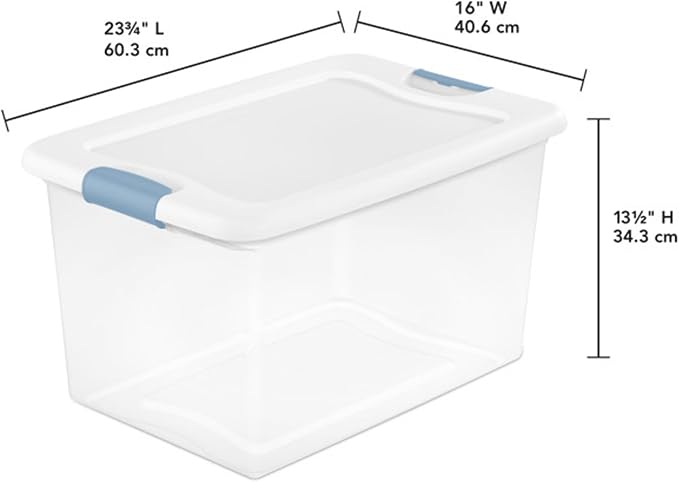 Sterilite 24-Pack Latching Box, Under Bed Storage Bins with Lids, Clear Plastic, 64 Quart - Heavy-Duty Organizing Containers for Closet, Bathroom, and Office - Image 2