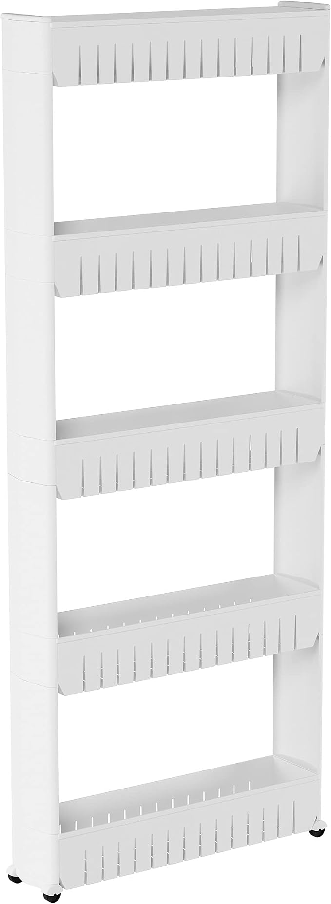 Slim Rolling Storage Cart - 5-Tier Utility Cart with Wheels for Bathroom, Kitchen, and Laundry Room - Bathroom Shelves by Lavish Home (White) - Image 8