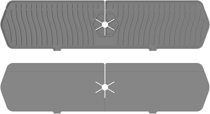 Large Size Kitchen Sink Splash Guard, 24"Silicone Faucet Handle Drip Catcher Tray Mat for for Kitchen Countertop, Bathroom, Farmhouse (Grey, 24" x 5.8") - Image 8